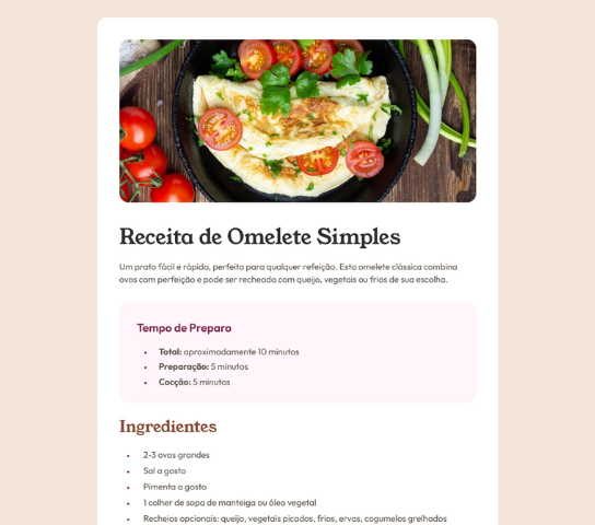 Página de um cartão de receita
